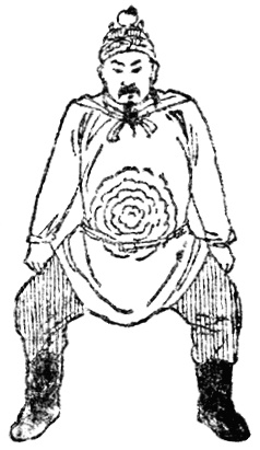Première figure : la posture du cavalier, les poings tombant derrière le dos (dessin de l&rsquo;édition de 1936)