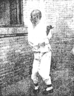 Deuxième posture du Xun : « la fleur cachée sous la feuille » (巽卦葉裏藏花, 2e partie), photographie du Baguajian xue, 1927
