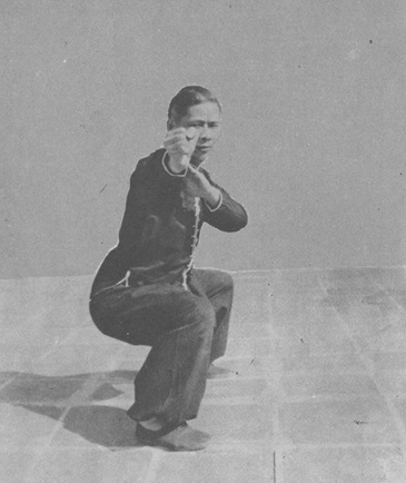 Posture 19 : posture du cavalier, le poing droit fend en poing « ri »