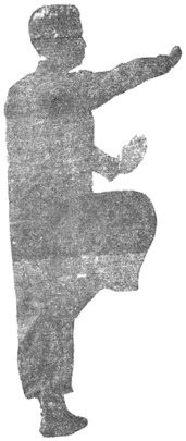 Posture 34 — Jambe levée, poing qui relève vers le haut : photographie de Luo Guangyu dans l&rsquo;édition de 1954