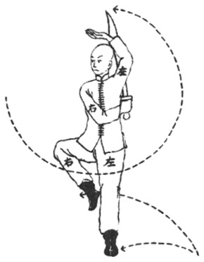Posture 22 — Sabre derrière le dos, sur une jambe (dessin original de 1932)