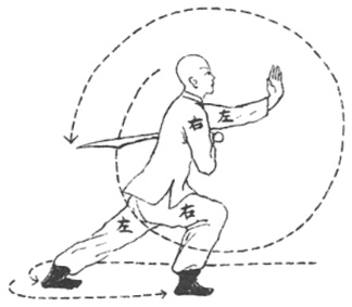 Posture 28 — Dissimuler le sabre, arc et flèche (dessin original de 1932)