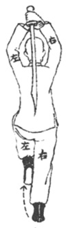 Posture 32 — Corps vide, sur une jambe (dessin original de 1932)