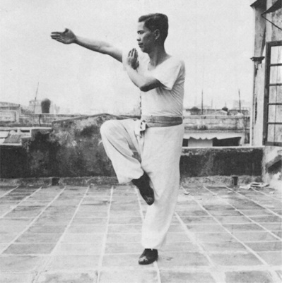Posture 36a : sur une jambe, la paume droite retournée — photographie de l’édition de 1971