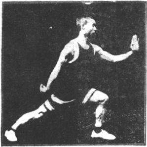 Figure 105 du manuel original de 1922 (教門彈腿圖說) — Sixième ligne : observer, sceller, clore (第六路\u3000堪管封畢然)