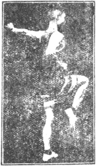 Figure 10 du manuel original de 1922 (教門彈腿圖說) — Première ligne : frapper et balayer comme une palanche (第一路\u3000衝掃似扁擔)