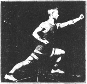 Figure 114 du manuel original de 1922 (教門彈腿圖說) — Septième ligne : le double appui, la jambe en croix (第七路\u3000雙稱十字腿)