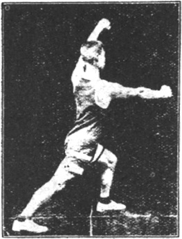 Figure 115 du manuel original de 1922 (教門彈腿圖說) — Septième ligne : le double appui, la jambe en croix (第七路\u3000雙稱十字腿)