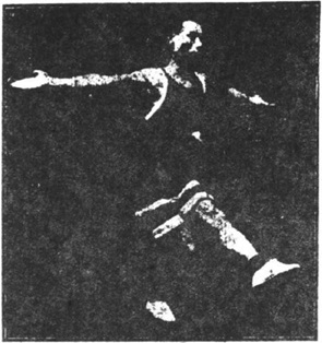 Figure 160 du manuel original de 1922 (教門彈腿圖說) — Neuvième ligne : heurter et verrouiller, forcer la porte (第九路\u3000碰鎖重閃門)