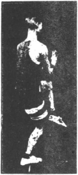 Figure 165 du manuel original de 1922 (教門彈腿圖說) — Neuvième ligne : heurter et verrouiller, forcer la porte (第九路\u3000碰鎖重閃門)