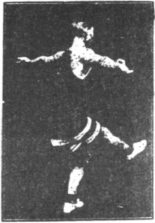 Figure 166 du manuel original de 1922 (教門彈腿圖說) — Neuvième ligne : heurter et verrouiller, forcer la porte (第九路\u3000碰鎖重閃門)