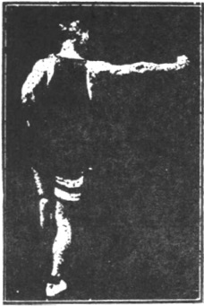 Figure 168 du manuel original de 1922 (教門彈腿圖說) — Neuvième ligne : heurter et verrouiller, forcer la porte (第九路\u3000碰鎖重閃門)