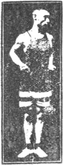 Figure 2 du manuel original de 1922 (教門彈腿圖說) — Première ligne : frapper et balayer comme une palanche (第一路\u3000衝掃似扁擔)