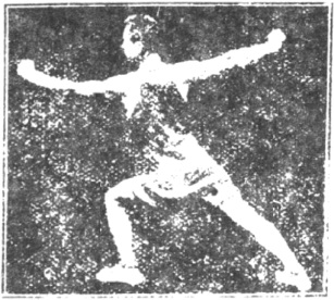 Figure 29 du manuel original de 1922 (教門彈腿圖說) — Première ligne : frapper et balayer comme une palanche (第一路\u3000衝掃似扁擔)