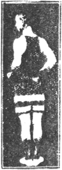 Figure 31 du manuel original de 1922 (教門彈腿圖說) — Première ligne : frapper et balayer comme une palanche (第一路\u3000衝掃似扁擔)