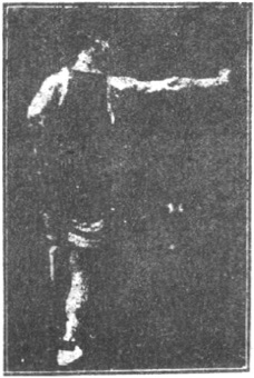 Figure 37 du manuel original de 1922 (教門彈腿圖說) — Deuxième ligne : la croix, tirer et percer (第二路\u3000十字人拉鑽)