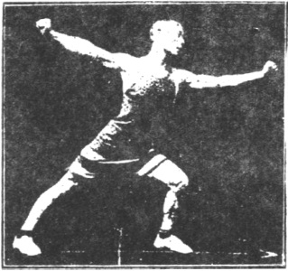 Figure 41 du manuel original de 1922 (教門彈腿圖說) — Troisième ligne : le marteau qui couvre, la double draperie (第三路\u3000蓋捶雙披打)