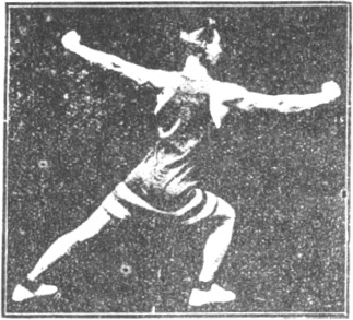 Figure 48 du manuel original de 1922 (教門彈腿圖說) — Troisième ligne : le marteau qui couvre, la double draperie (第三路\u3000蓋捶雙披打)