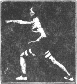Figure 49 du manuel original de 1922 (教門彈腿圖說) — Troisième ligne : le marteau qui couvre, la double draperie (第三路\u3000蓋捶雙披打)