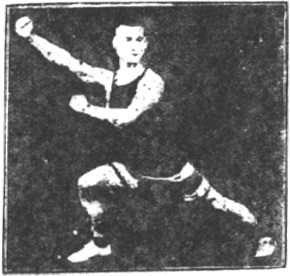 Figure 58 du manuel original de 1922 (教門彈腿圖說) — Troisième ligne : le marteau qui couvre, la double draperie (第三路\u3000蓋捶雙披打)