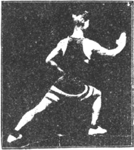 Figure 66 du manuel original de 1922 (教門彈腿圖說) — Quatrième ligne : tourner la meule, faire naître la merveille (第四路\u3000轉磨生奇關)
