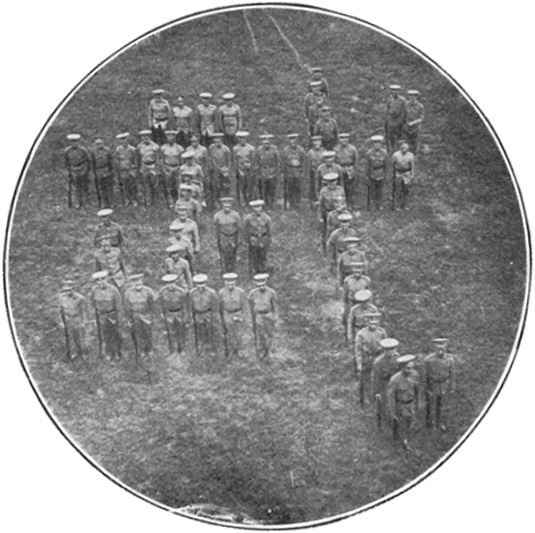 Photographie aérienne de la troupe formant le caractère « martial », planche des Annales du Jingwu de 1919