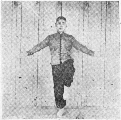Figure 63 : sur une jambe, les paumes ouvertes vers l&rsquo;arrière comme des ailes