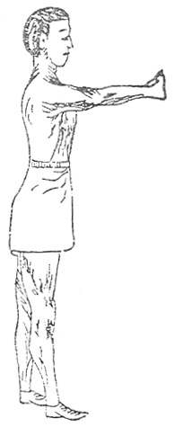 Dessin 1 de l&rsquo;édition de 1924 : les doigts croisés, les paumes poussant en avant