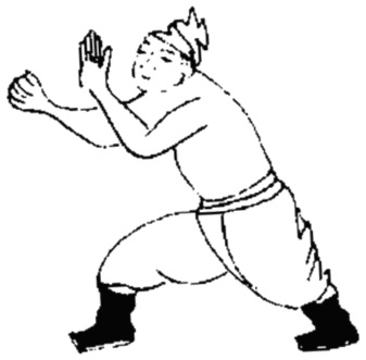 Dessin de la posture 19, « le quatre-plat du milieu » : figure de l&rsquo;édition du Jixiao xinshu (1560) reproduite avec son texte dans l&rsquo;article de Brennan