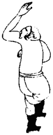 Dessin de la posture 2, « le coq d&rsquo;or se tient sur une patte » : figure de l&rsquo;édition du Jixiao xinshu (1560) reproduite avec son texte dans l&rsquo;article de Brennan