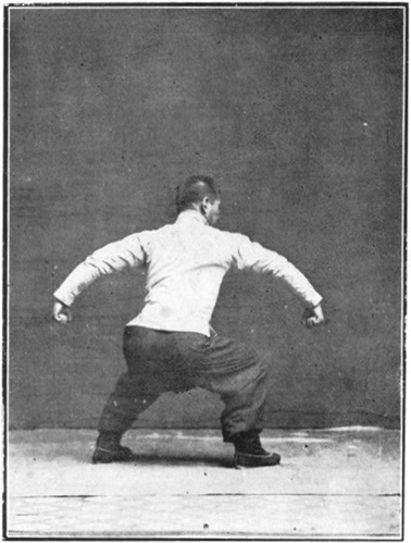 Planche 19 de l&rsquo;édition de 1919 : posture du cavalier face au nord, bras en crochets