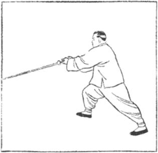 Dessin de la posture 10, le chat agile attrape la souris, partie 2 (靈貓捕鼠), manuel de taiji jian de Chen Yanlin, 1943