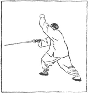 Dessin de la posture 12, l&rsquo;hirondelle entre dans son nid, partie 3 (燕子入巢), manuel de taiji jian de Chen Yanlin, 1943