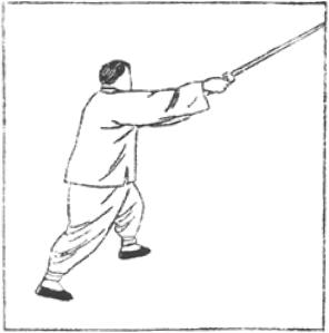 Dessin de la posture 22, le vent roule les feuilles de lotus, partie 2 (風捲荷葉), manuel de taiji jian de Chen Yanlin, 1943