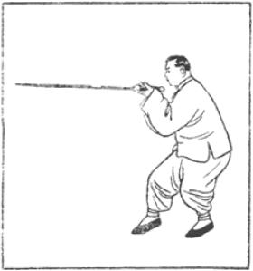 Dessin de la posture 24, le tigre cache sa tête (虎抱頭), manuel de taiji jian de Chen Yanlin, 1943