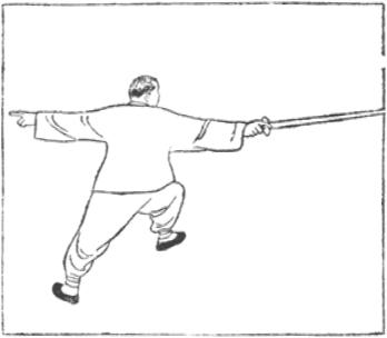 Dessin de la posture 50, le dragon noir s&rsquo;enroule au pilier, partie 2 (烏龍絞柱), manuel de taiji jian de Chen Yanlin, 1943