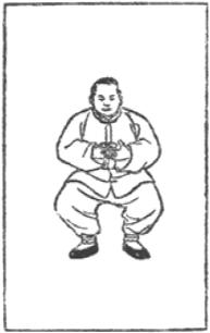 Dessin de la posture 53, tenir la tablette d&rsquo;ivoire (手捧牙笏), manuel de taiji jian de Chen Yanlin, 1943