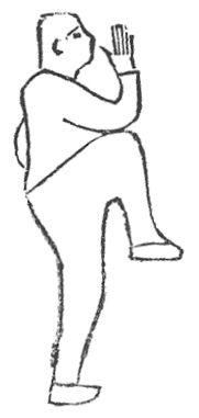 Dessin 43 — n° 55 金雞獨立勢, le coq d&rsquo;or sur une patte