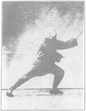 Planche de l&rsquo;édition de 1933 : Chen Weiming, figure 228 — « monter d&rsquo;un pas, la main qui traverse » (shang bu chuan shou)