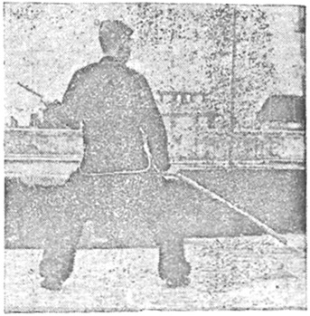 Posture 69 — Renverser le bâton, broyer la lance (figure 69b)