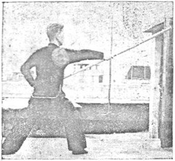 Posture 69 — Renverser le bâton, broyer la lance (figure 69d)