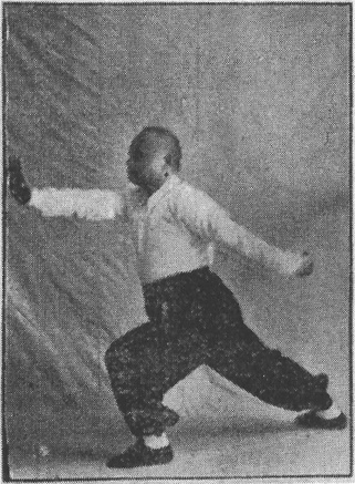 Figure 20 du « Tantui jiangyi » (1935) — la jambe droite qui écarte et disperse (第二十圖\u3000右撑撒腿)