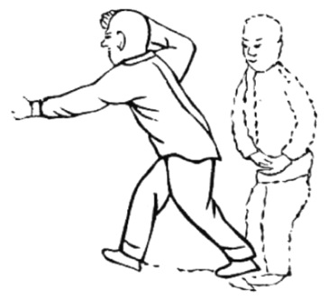 Dessin du mouvement « avancer, canonner »