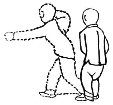 Dessin du mouvement « reculer, percer »