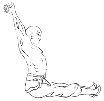 Première posture : les jambes croisées, les mains cachent le soleil