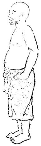 Première figure : debout, les paumes tournées vers le sol, doigts relevés et talons de paumes appuyant vers le bas (dessin de l’édition de 1936)